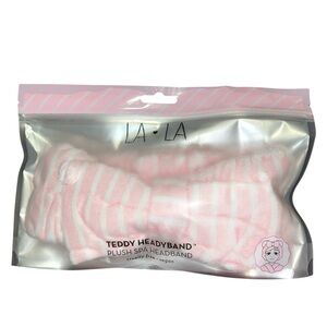 LA LA PINK STRIPED PLUSH TEDDY SPA HEADBAND